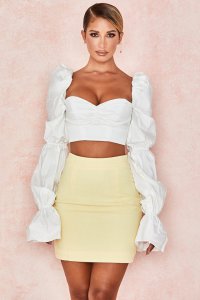 'Rosie' White Balloon Sleeve Corset Top