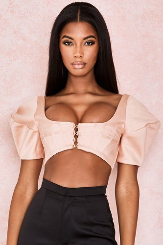 'Francine' Blush Bubble Sleeve Corset