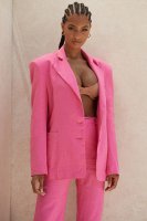 'Domina' Pink Oversized Linen Blend Blazer