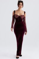 'Ivy' Black Cherry Velvet Maxi Dress