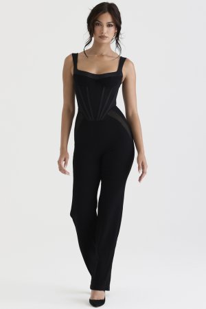 'Mylene' Black Corset Jumpsuit