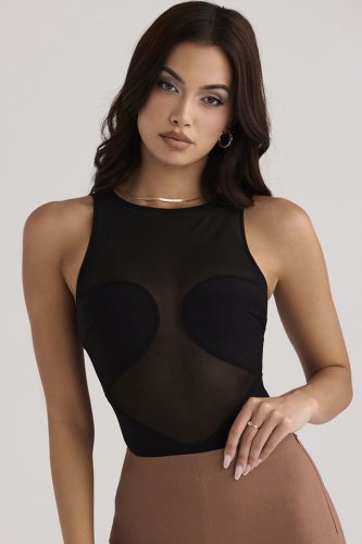 'Chiara' Black Sleeveless Bandage Bodysuit