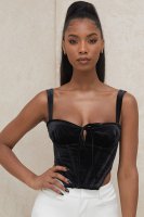 'Aayla' Black Velvet Cupped Corset Top