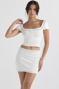 'Sarelle' Ivory Dainty Knit Mini Skirt