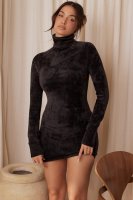 'Taya' Charcoal Chenille Mini Dress