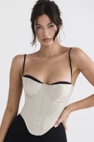 'Luette' Beige Satin Underwired Corset