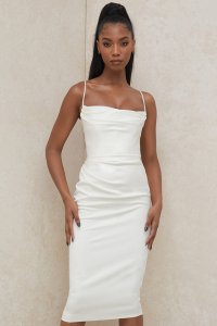 'Anja' Ivory Satin Corset Dress