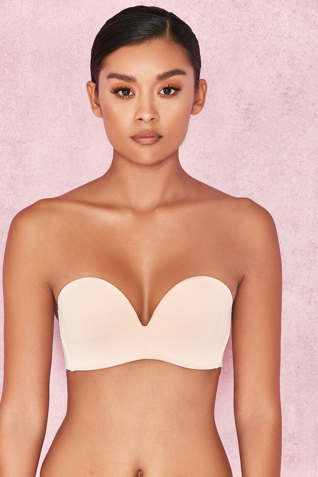 'Smooth' Plain Molded Strapless Bra - Beige - Click Image to Close