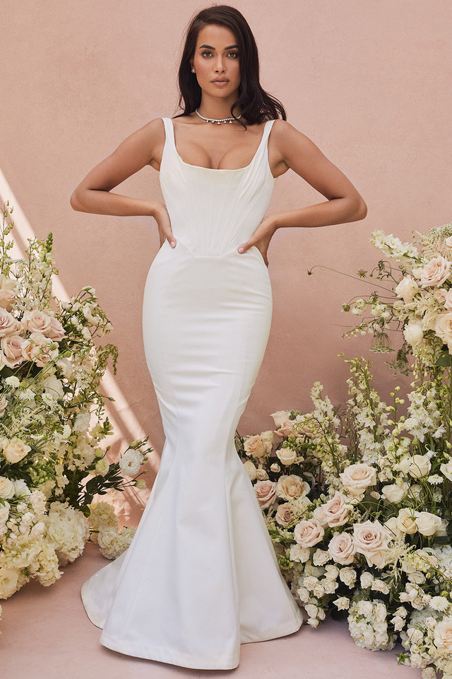 'Estelle' Ivory Satin Mermaid Bridal Gown - Limited Edition - Click Image to Close