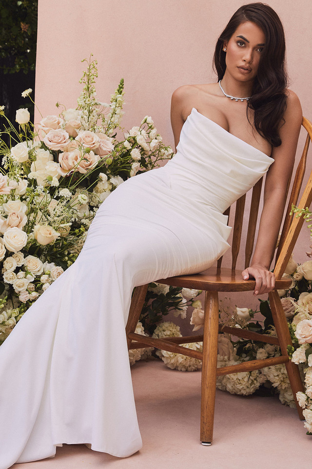 'Esmee' Ivory Draped Strapless Bridal Gown - Limited Edition