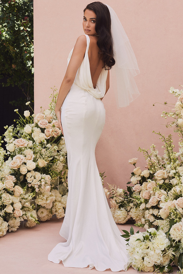 'Odette' Ivory Draped Back Bridal Gown - Limited Edition - Click Image to Close