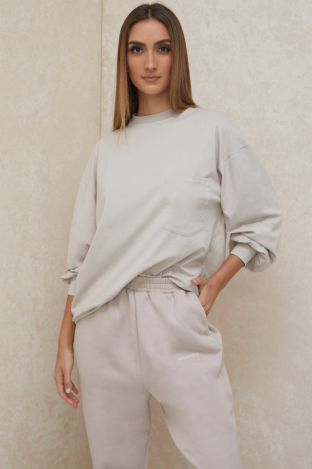 'Strata' Stone Long Sleeve Top