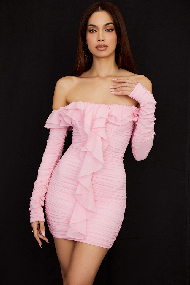'Eliza' Real Silk Fairy Pink Mini Dress - Click Image to Close