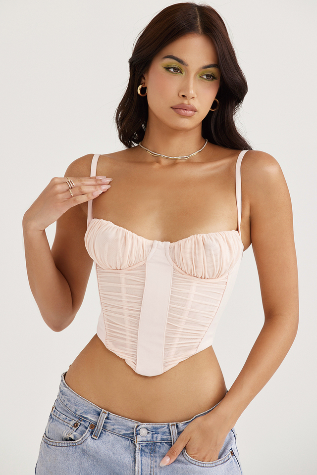 'Rochelle' Peony Gathered Corset - Click Image to Close