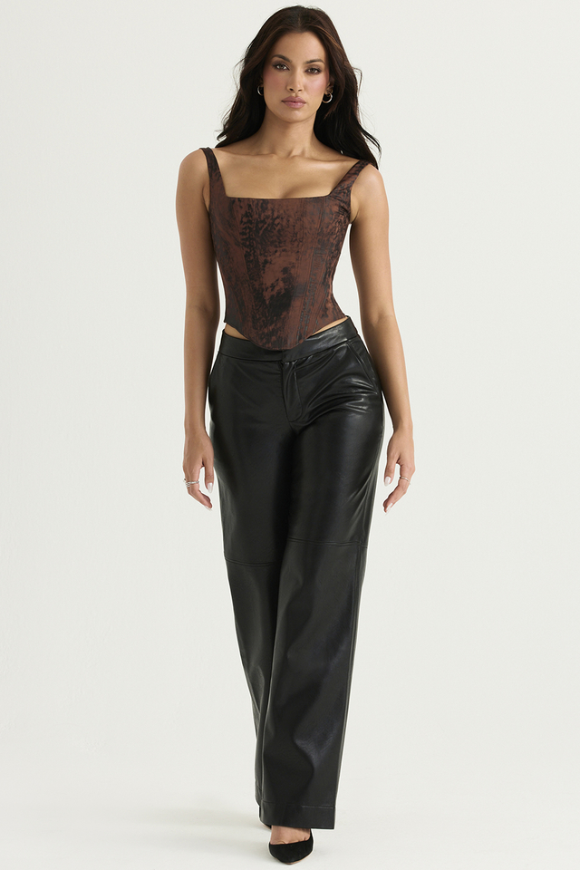 'Omaira' Black Vegan Leather Trousers - Click Image to Close