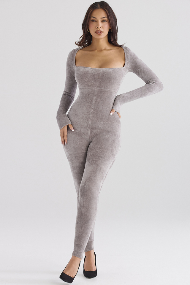 'Isis' Mink Heavy Chenille Loungewear Jumpsuit - Click Image to Close
